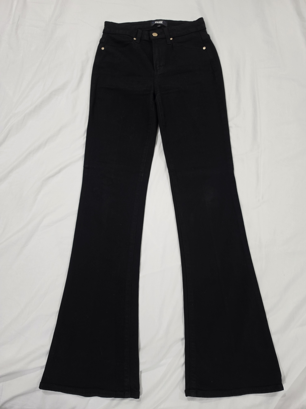 Paige High Rise Laurel Canyon Black Bootcut Jeans Size 26
